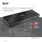 Club 3D Notebook Dokkoló - CSV-1562 (60W Triple Dock, 3.2 USB-C to 3xHDMI, 2x DP, 6x 3.2 USB-A, RJ45. 3,5 Jack)