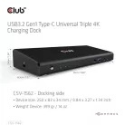 Club 3D Notebook Dokkoló - CSV-1562 (60W Triple Dock, 3.2 USB-C to 3xHDMI, 2x DP, 6x 3.2 USB-A, RJ45. 3,5 Jack)