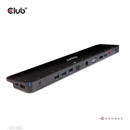 Club 3D Notebook Dokkoló - CSV-1565 (100W, USB-C to 5xUSB-A Gen 1, 2x USB-A 2.0, HDMI, DP,VGA, RJ45, Micro SD, 3,5 Jack)
