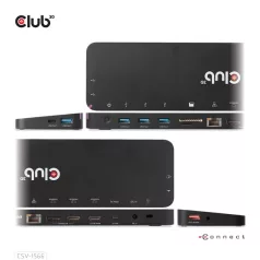   Club 3D Notebook Dokkoló - CSV-1566 (120W, USB-C to 5x USB-A Gen 1, USB-C  Gen 1, 2xHDMI, DP, RJ45, SD.TF. 3,5 Jack, DC)