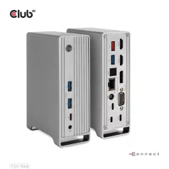   Club 3D Notebook Dokkoló - CSV-1568 (120W, Gen 2 USB-C to 4x USB-A, USB-C Gen 2, 2xHDMI, DP, VGA, RJ45, DC)