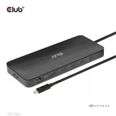   Club 3D Notebook Dokkoló - CSV-1581 (140W, Thunderbolt 4 to 3xThunderbolt 4, 3xUSB-A, SD, TF, RJ45, 3,5 Jack, DC)