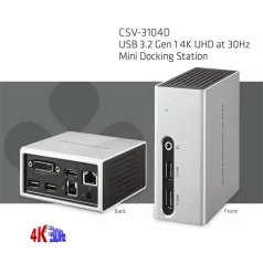   Club 3D Notebook Dokkoló - CSV-3104D (4K UHD, 3.0 USB-A to HDMI, DVI-I, 4xUSB-A, RJ45, 3.5 Jack Audio + Mic)