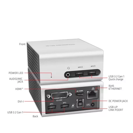 Club 3D Notebook Dokkoló - CSV-3104D (4K UHD, 3.0 USB-A to HDMI, DVI-I, 4xUSB-A, RJ45, 3.5 Jack Audio + Mic)