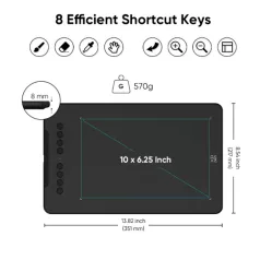   XP-PEN Grafikus tábla - Deco 01V3 (10"x6,25", 5080 LPI, PS 16k, 200 RPS, 8 gomb, USB)