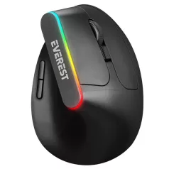   Everest Vezeték nélküli Egér - SMW-618  Ergonomic Vertical (1600 DPI, 6 gomb, optikai, fekete, RGB LED)