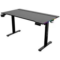   The G-Lab Gamer Asztal - K DESK PLATINIUM (140x75cm, fém, pohár, fejhallgatótartó, fekete, motoros magasság áll., RGB)