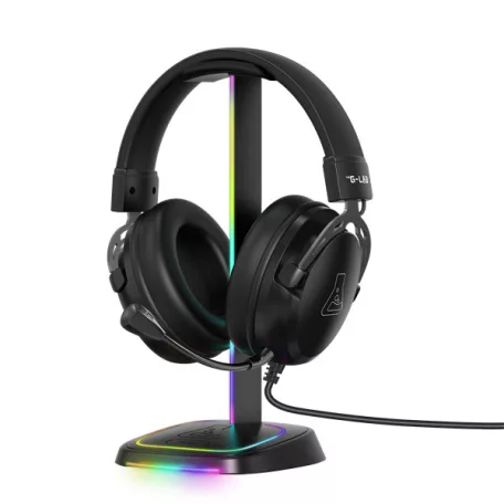 The G-Lab Fejhallgató állvány - K STAND NEON RGB H (fekete, USB-C, USB-A, univerzális, csúszásgátló, RGB)