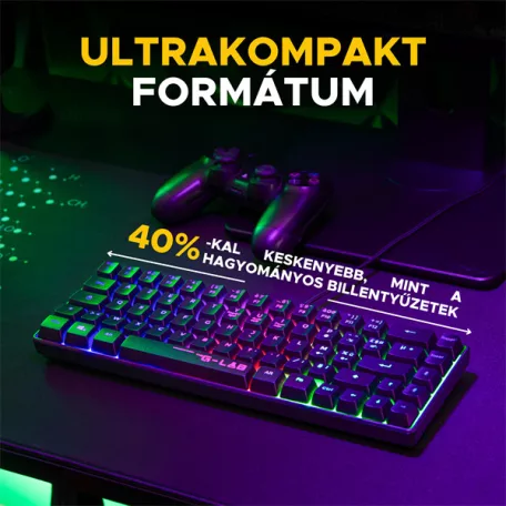 The G-Lab Gamer Billentyűzet - KEYZ HYDROGEN HU (RGB LED, TKL, USB, fekete, magyar)