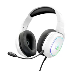   The G-Lab Fejhallgató - KORP RADIUM WHITE (mikrofon,USB, 3,5mm Jack, hangerőszabályzó, LED,nagy-párnás)