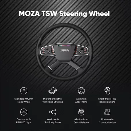 Moza Racing kiegészítő - TSW Kormánykerék (Kamion változat, RGB, 400mm)