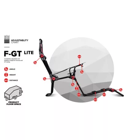 Next Level Racing Szimulátor cockpit - F-GT LITE (Formula és GT ülés; tartó konzolok)