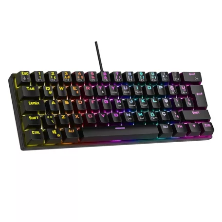 Rampage Billentyűzet - PLOWER K60 Black US (Vezetékes, Mechanikus, Blue switch, angol, fekete, RGB LED)