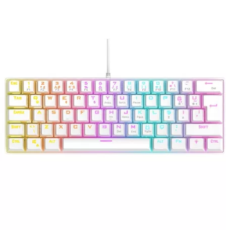 Rampage Billentyűzet - PLOWER K60 White US (Vezetékes, Mechanikus, Blue switch, angol, fehér, RGB LED)