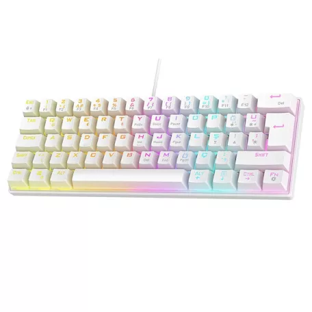 Rampage Billentyűzet - PLOWER K60 White US (Vezetékes, Mechanikus, Blue switch, angol, fehér, RGB LED)