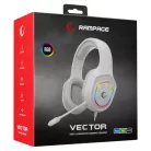 Rampage Fejhallgató - RM-K90 VECTOR (mikrofon, USB, 3,5 Jack, hangerőszabályzó, nagy-párnás, fehér)