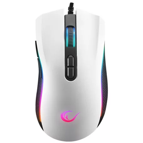 Rampage Egér Gamer - SMX-R44 V2 Macro (12800 DPI, 7 gomb, makro, RGB LED, 1,8m fonott kábel, fehér)