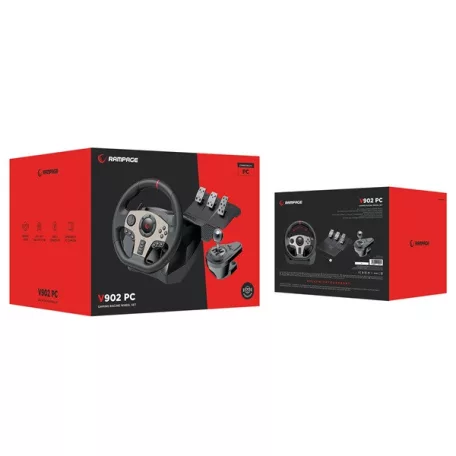Rampage Gamer kormány - V902  (PC, 3 pedál+váltókar, vibrálás)