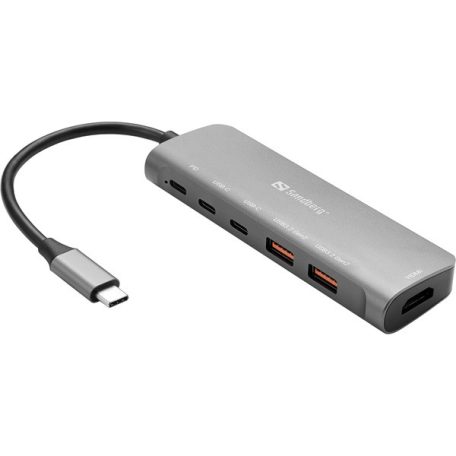 Sandberg Notebook Dokkoló - USB-C Dock HDMI + 2xUSB-A + 2xUSB-C + PD100W