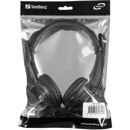 Sandberg Fejhallgató - MiniJack Chat Headset Saver (mikrofon; 3,5mm jack; hangerő szabályzó; 1,8m kábel; fekete)