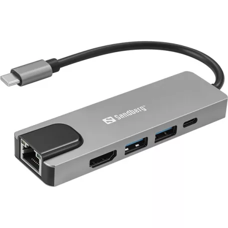 Sandberg Notebook Dokkoló - USB-C 5in1 Travel Dock Saver
