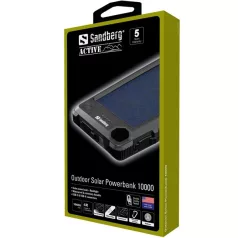   Sandberg Akkubank - Outdoor Solar Powerbank 10000 (napelem; vízálló, elemlámpa; USB-C+USB-A)