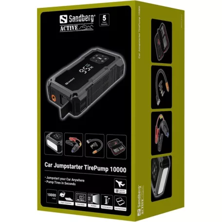 Sandberg Akkubank - Car Jumpstarter TirePump 10000