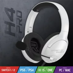   Spirit of Gamer Fejhallgató - PRO-H4 White (MultiPlatform, mikrofon, 3.5mm jack, hangerőszabályzó, fehér)
