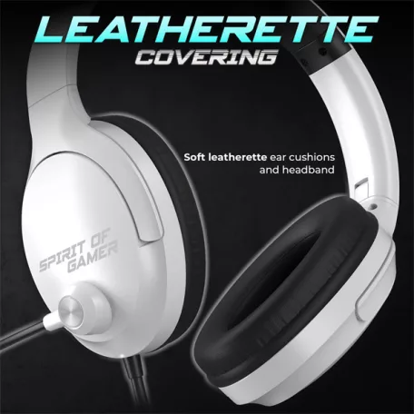 Spirit of Gamer Fejhallgató - PRO-H4 White (MultiPlatform, mikrofon, 3.5mm jack, hangerőszabályzó, fehér)