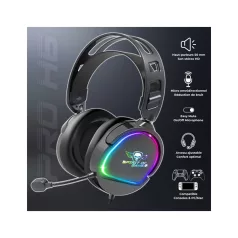   Spirit of Gamer Fejhallgató - PRO-H6 RGB Black (MultiPlatform, mikrofon, 3.5mm jack, hangerőszabályzó, 2m kábel, fekete)