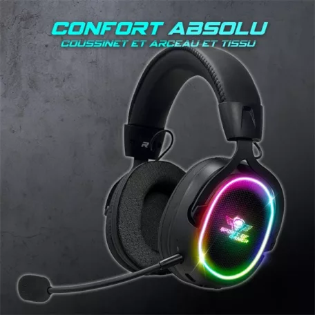 Spirit of Gamer Wireless Fejhallgató - MIC-XH1200 (MultiPlatform,7.1,mikrofon, hangerőszabályzó, nagy-párnás, fekete)