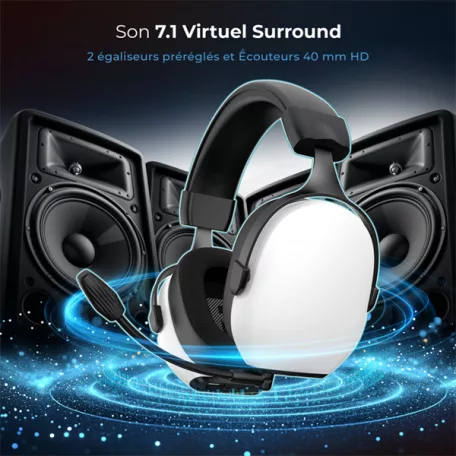 Spirit of Gamer Wireless Fejhallgató - MIC-XH1400 (MultiPlatform, 7.1,mikrofon, hangerőszabályzó, nagy-párnás, fehér)
