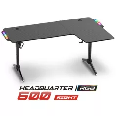   Spirit of Gamer Gamer Asztal - Headquarter 600 R (MDF lap, fém lábak, fekete, RGB LED háttérvilágítás, 160 x 60 x 75cm)