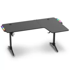   Spirit of Gamer Gamer Asztal - Headquarter 600 R (MDF lap, fém lábak, fekete, RGB LED háttérvilágítás, 160 x 60 x 75cm)