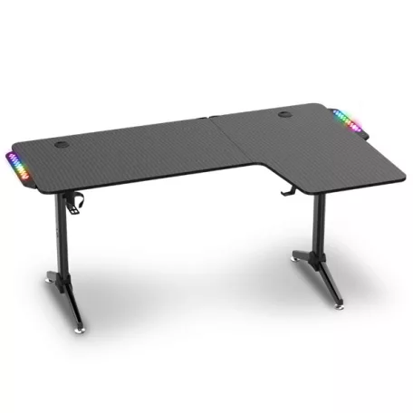Spirit of Gamer Gamer Asztal - Headquarter 600 R (MDF lap, fém lábak, fekete, RGB LED háttérvilágítás, 160 x 60 x 75cm)