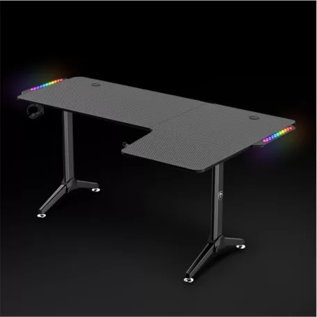 Spirit of Gamer Gamer Asztal - Headquarter 600 R (MDF lap, fém lábak, fekete, RGB LED háttérvilágítás, 160 x 60 x 75cm)