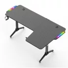 Spirit of Gamer Gamer Asztal - Headquarter 600 R (MDF lap, fém lábak, fekete, RGB LED háttérvilágítás, 160 x 60 x 75cm)