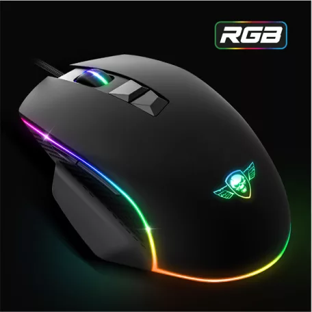 Spirit of Gamer Egér - PRO-M1 (Optikai, 8000DPI, 7 programozható gomb, harisnyázott kábel, fekete)