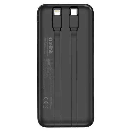 S-Link Powerbank - IP-G16L 10000mAh (3x Type-C, Lightning, 20W PD, led, fekete)
