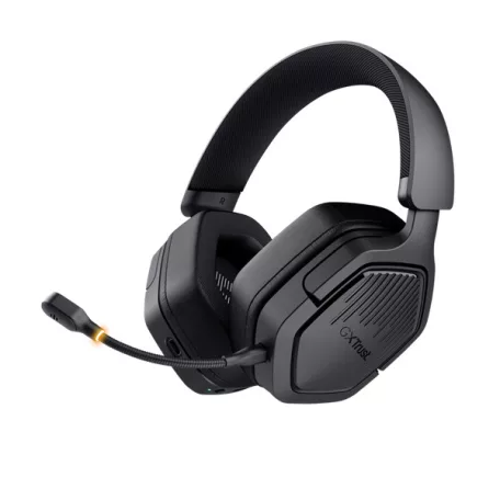 Trust Fejhallgató Vezeték nélküli - GXT493 Carus (Bluetooth + 2,4GHz; nagy-párnás; 3,5mm + USB-C; mikrofon; fekete)