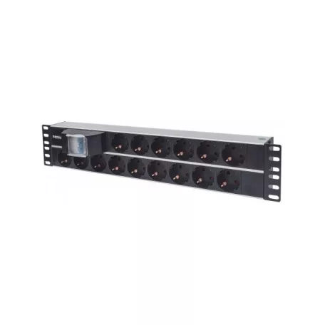 Manhattan elosztó - 19" 2U Rackmount elosztó, 15 aljzat,  3m,  PDU