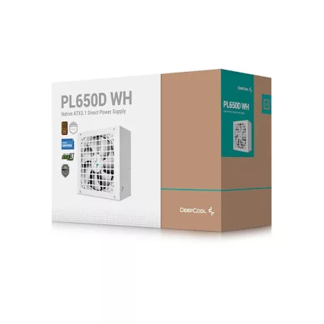 DeepCool Tápegység 650W - PL650-D WH (80 Plus Bronze, ATX3.1, Aktív PFC, 12cm, fehér)