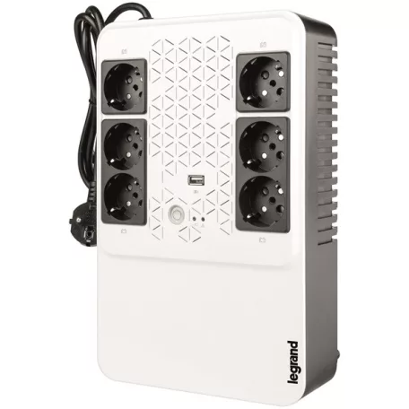 Legrand multimédiás szünetmentes elosztósor 600VA - KEOR-M (4+2)x Schuko kimenet, USB, vonali interaktív