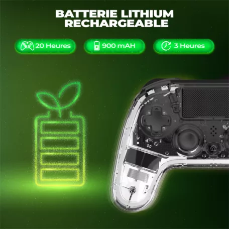Spirit of Gamer Gamepad Vezeték Nélküli - NEON BT RGB (PC/PS3/PS4/iOS/Android, Bluetooth, RGB, átlátszó)