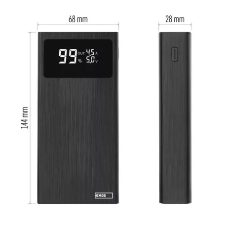 EMOS Powerbank BETAQ 20, 20 000 mAh, 22,5 W, fekete