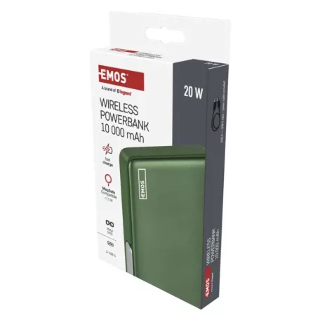 EMOS Powerbank WI 1031, 10 000 mAh, 20 W+Wireless, army-green