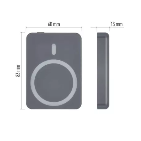 EMOS Powerbank WI 522, 5 000 mAh, 20 W+Wireless, szürke