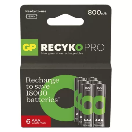 GP ReCyko Pro NiMH Akkumulátor HR03 (AAA) 6db
