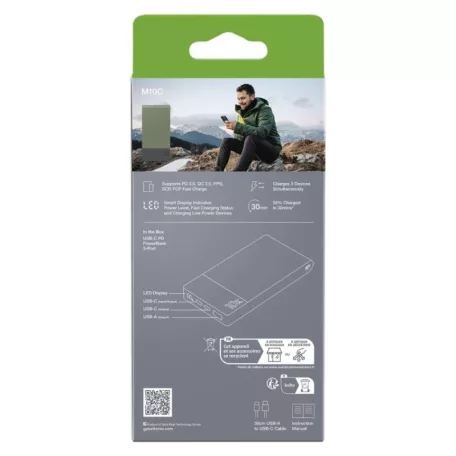 GP Powerbank M2+ Series, 10 000 mAh, 22,5 W, zöld