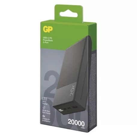 GP Powerbank M2+ Series, 20 000 mAh, 22,5 W, szürke